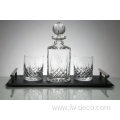 Traditional Crystal Square Decanter Set with glass stopper